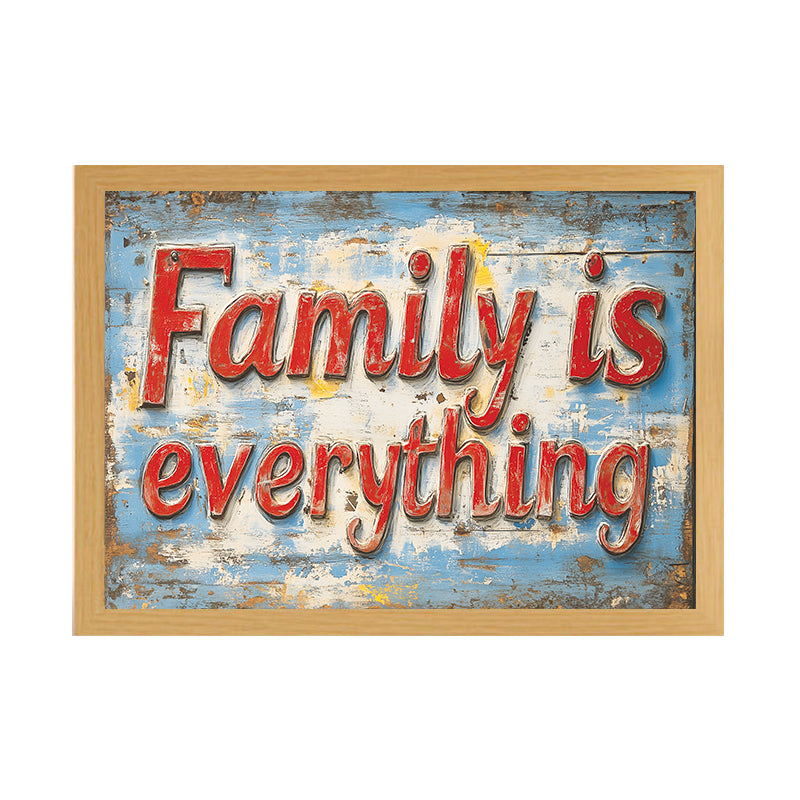 Family Is Everything Light Up Painting – Rustic Framed Wall Art for Home Decor