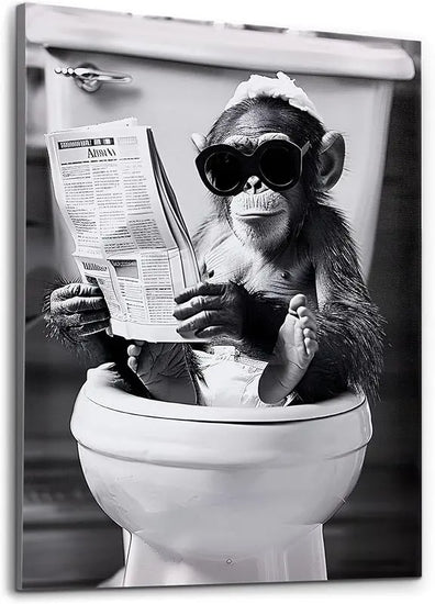 Deveosa Funny Bathroom Wall Art - Dog On Toilet Unique Cool Black And White Artwork For Restroom Paintings Animal Canvas Sings Decor Pictures Decorations 12x16inch https://www.amazon.com/dp/B0D1QJ3KZF