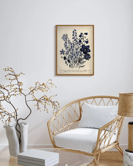 VIYYIEA Vintage Framed Botanical Wall Art Decor, Living Room Bedroom Blue Campanula Pictures Retro Wall Decor, Framed Canvas Prints Artwork, Farmhouse Flower Paintings,12x16 Inch https://www.amazon.com/dp/B0D1K1C7YB