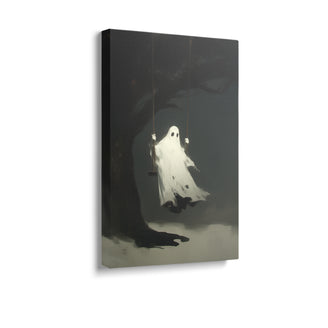 Ghostly Swing Canvas Print - Minimalist Halloween Wall Art for Spooky Home Decor